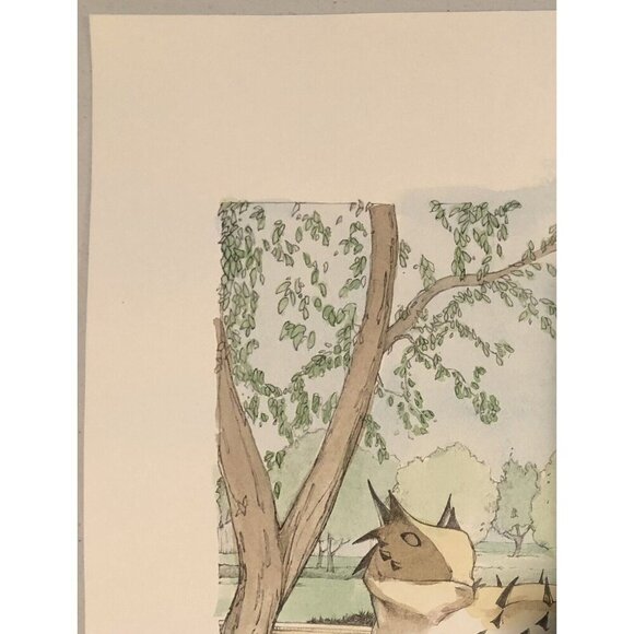 11.5"x14" Hand Colored Pencil Sketch PRINT TCU Horned Frog by CHARLES OVERLY EUC - Picture 4 of 8